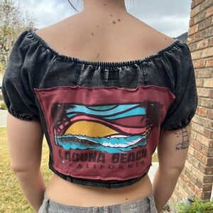 Laguna Beach California Crop cropped Top Denin Jean Top Size Large L